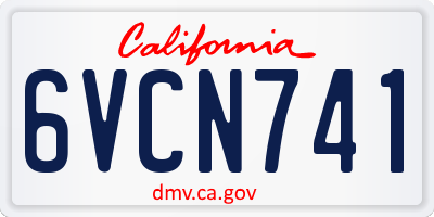 CA license plate 6VCN741
