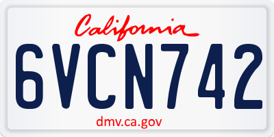CA license plate 6VCN742