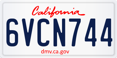 CA license plate 6VCN744