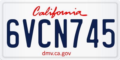 CA license plate 6VCN745