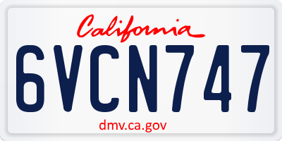 CA license plate 6VCN747