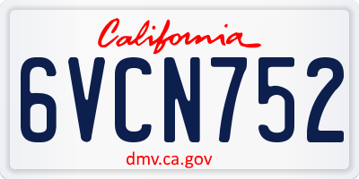 CA license plate 6VCN752
