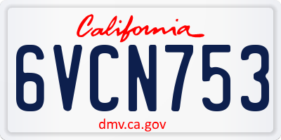 CA license plate 6VCN753