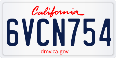 CA license plate 6VCN754