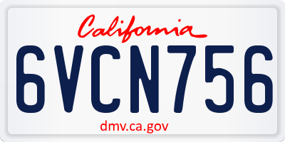 CA license plate 6VCN756
