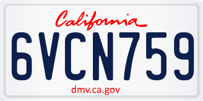 CA license plate 6VCN759