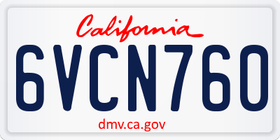 CA license plate 6VCN760