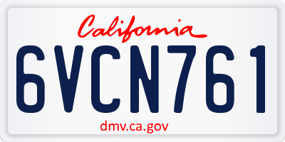 CA license plate 6VCN761