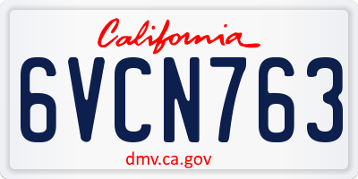 CA license plate 6VCN763