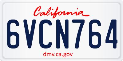 CA license plate 6VCN764