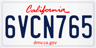 CA license plate 6VCN765