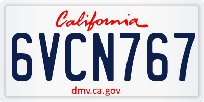 CA license plate 6VCN767