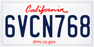 CA license plate 6VCN768