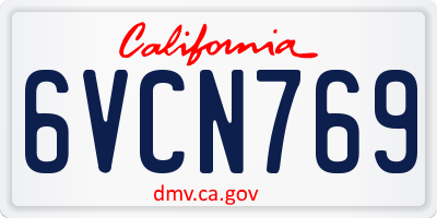 CA license plate 6VCN769