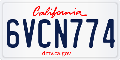 CA license plate 6VCN774