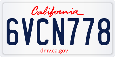 CA license plate 6VCN778