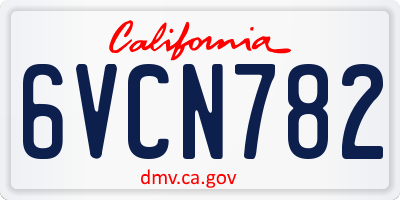 CA license plate 6VCN782