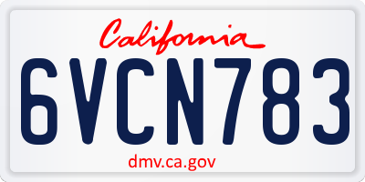 CA license plate 6VCN783