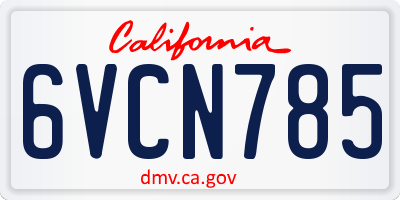 CA license plate 6VCN785