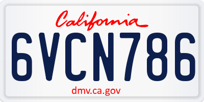 CA license plate 6VCN786