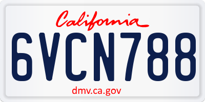 CA license plate 6VCN788