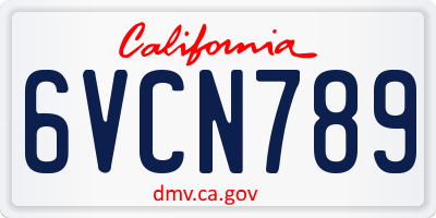 CA license plate 6VCN789