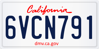 CA license plate 6VCN791