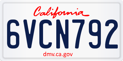 CA license plate 6VCN792