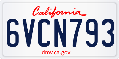 CA license plate 6VCN793