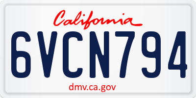 CA license plate 6VCN794