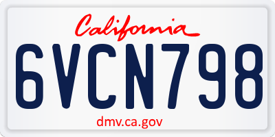 CA license plate 6VCN798