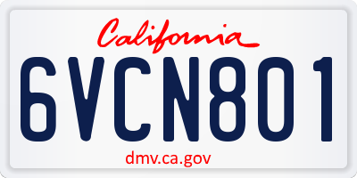 CA license plate 6VCN801