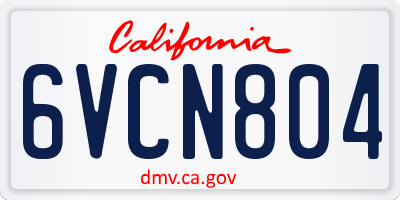 CA license plate 6VCN804