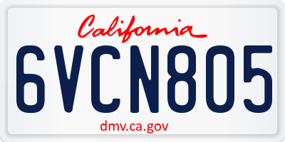 CA license plate 6VCN805