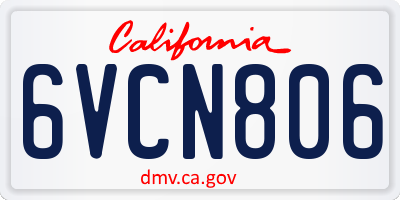 CA license plate 6VCN806