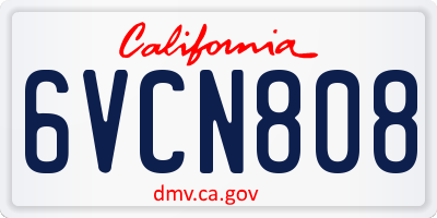 CA license plate 6VCN808
