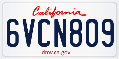 CA license plate 6VCN809