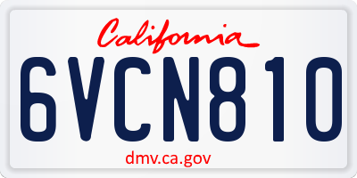 CA license plate 6VCN810