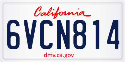 CA license plate 6VCN814