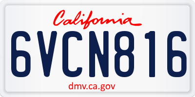 CA license plate 6VCN816