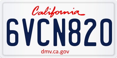 CA license plate 6VCN820