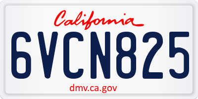 CA license plate 6VCN825