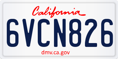 CA license plate 6VCN826