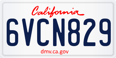 CA license plate 6VCN829