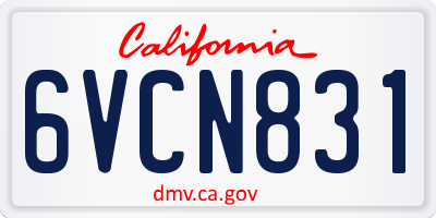 CA license plate 6VCN831