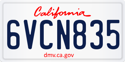 CA license plate 6VCN835