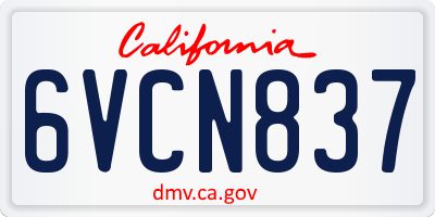 CA license plate 6VCN837