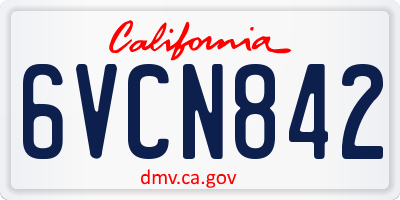 CA license plate 6VCN842
