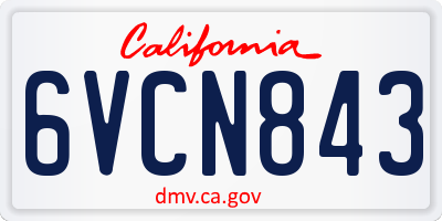 CA license plate 6VCN843