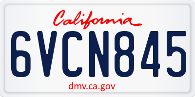 CA license plate 6VCN845